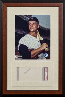 Roger Maris Signed Index Card with 8x10 Color Photo In 14x21 Framed Display (PSA/DNA Auth)